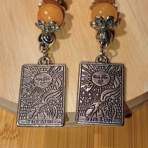 Handmade "The Sun" Tarot Card Dangle Earrings Hypoallergenic 925 Hooks